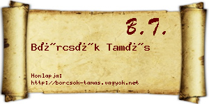 Börcsök Tamás névjegykártya